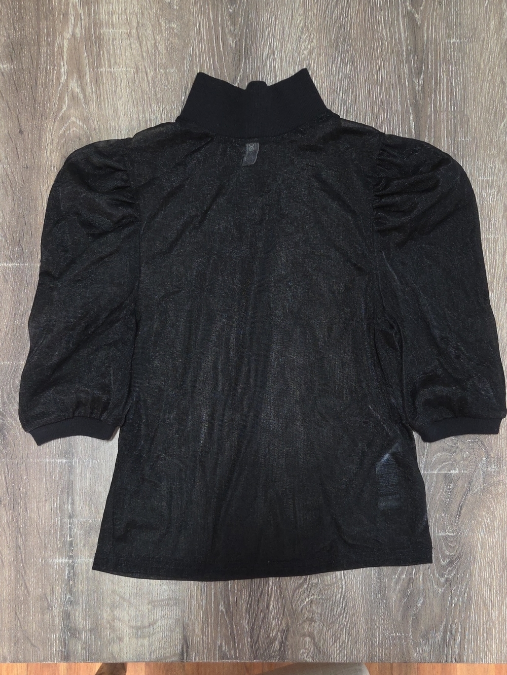 Asos Mock Neck Puff Sleeve Shoulders Sheer Chiffon Top Black XS 0 Goth Grunge